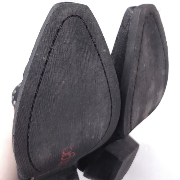 Dingo Black Cowboy Boots Western Goth Leather Studded Minimal Pull On Ankle - Picture 4 of 13